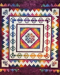 A colorful quilt with a diamond and square design

AI-generated content may be incorrect.